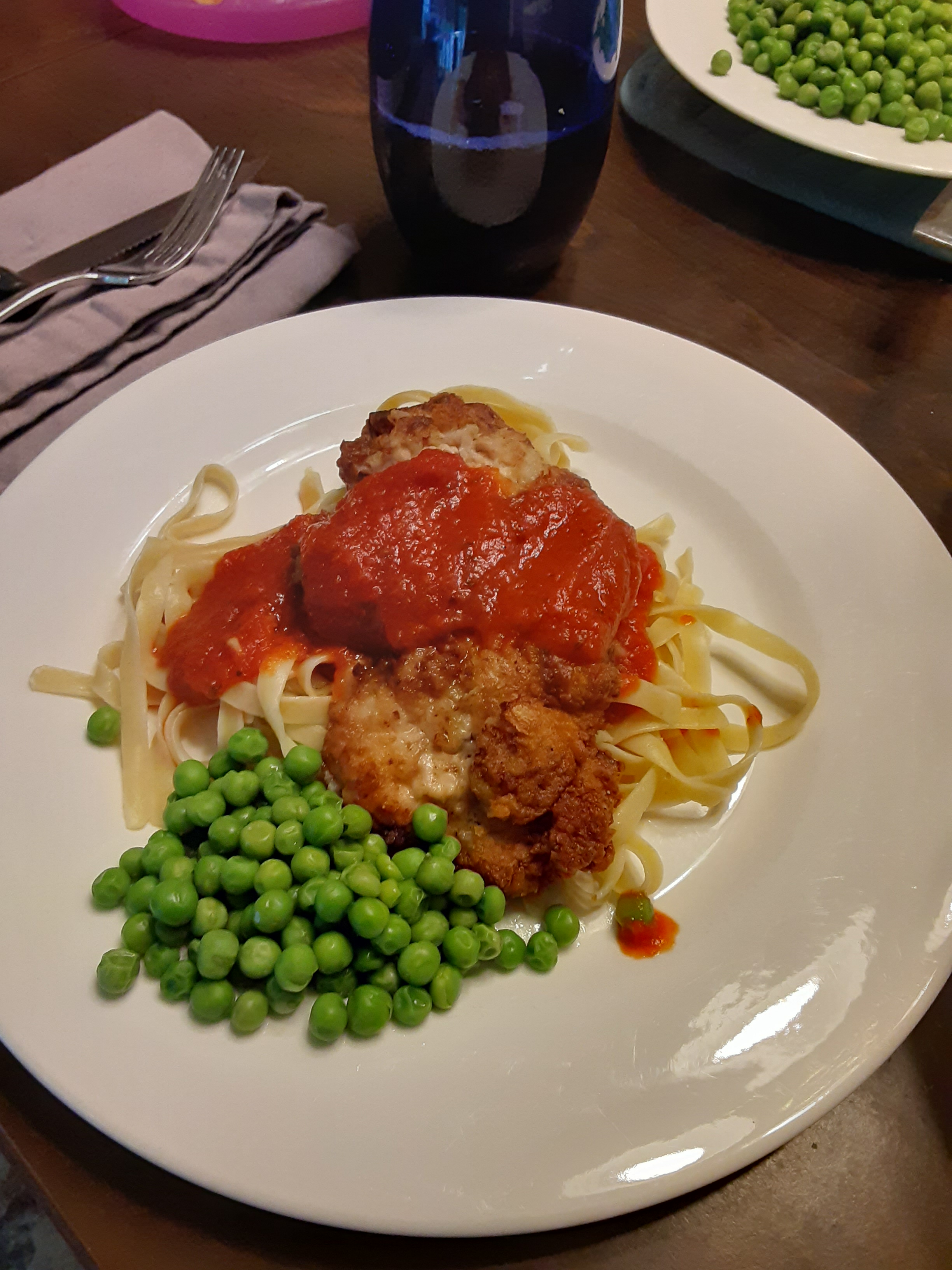 An easy recipe for Italian Chicken Parmesan with Linguini